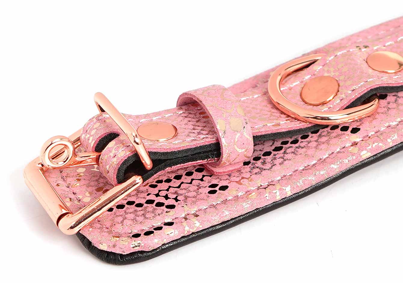 Pink Leather Cuffs - Snake Print